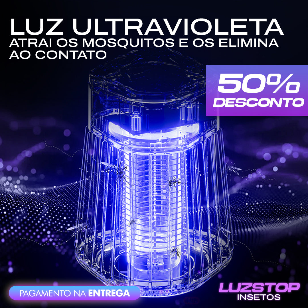 LuzStop Insetos – Proteção eficaz contra mosquitos e insetos com tecnologia UV e bateria
