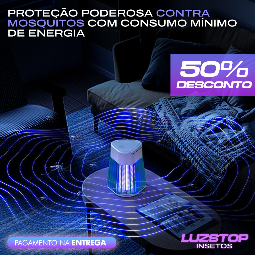 LuzStop Insetos – Proteção eficaz contra mosquitos e insetos com tecnologia UV e bateria